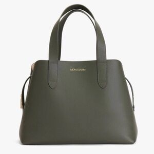 Cuyana Zippered Satchel, Pebbled Leather, Forest Green - Brand New/Never Used